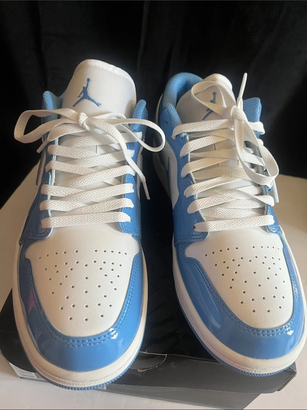 Air Jordan 1 Low SE Sneakers in White and Light Blue